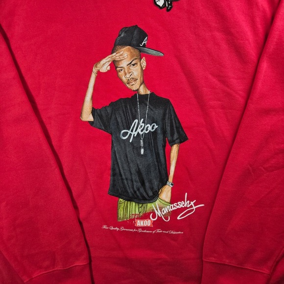 NEW AKOO Sweater Men 3XL Fleece Lined Manassehy Hip Hop Red Cool - Picture 2 of 10